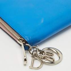 Dior Blue Leather Diorissimo Voyageur Zip Wallet