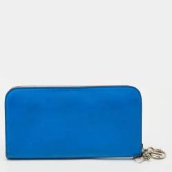 Dior Blue Leather Diorissimo Voyageur Zip Wallet
