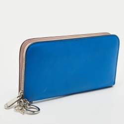 Dior Blue Leather Diorissimo Voyageur Zip Wallet