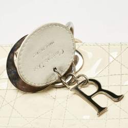 Pre Owned Dior Off White Cannage Patent Leather Large Lady Dior Tote