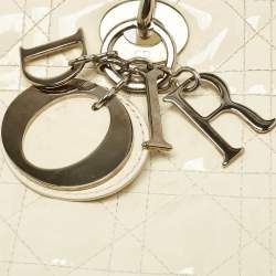 Pre Owned Dior Off White Cannage Patent Leather Large Lady Dior Tote