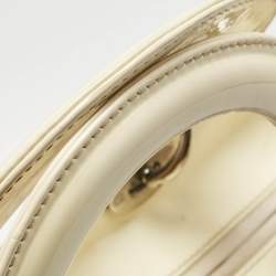 Pre Owned Dior Off White Cannage Patent Leather Large Lady Dior Tote