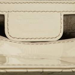 Pre Owned Dior Off White Cannage Patent Leather Large Lady Dior Tote