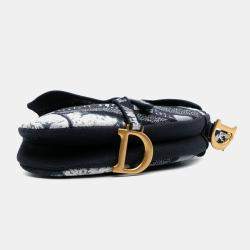 Dior Black Canvas Embroidered Tie Dye Saddle Bag