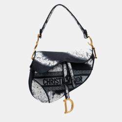 Dior Black Canvas Embroidered Tie Dye Saddle Bag