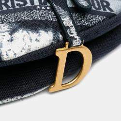 Dior Black Canvas Embroidered Tie Dye Saddle Bag