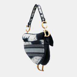Dior Black Canvas Embroidered Tie Dye Saddle Bag
