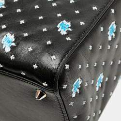 Pre Owned Dior Black Medium Calfskin Embroidered Flower Lady Dior
