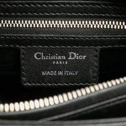 Pre Owned Dior Black Medium Calfskin Embroidered Flower Lady Dior
