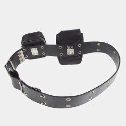 Dior Black Leather Twin Pochette Belt Bum Bag