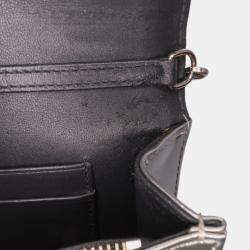 Dior Silver Metallic Patent Microcannage Diorama Wallet on Chain