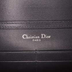 Dior Silver Metallic Patent Microcannage Diorama Wallet on Chain