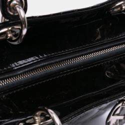 Dior Black Large Patent Cannage Lady Dior