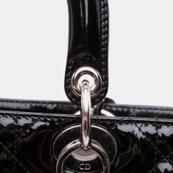 Dior Black Large Patent Cannage Lady Dior