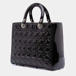 Dior Black Large Patent Cannage Lady Dior