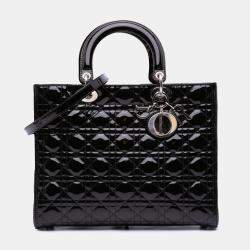 Dior Black Large Patent Cannage Lady Dior