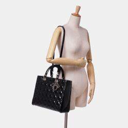 Dior Black Large Patent Cannage Lady Dior