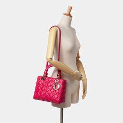 Dior Pink Medium Lambskin Cannage Lady Dior