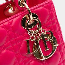 Dior Pink Medium Lambskin Cannage Lady Dior