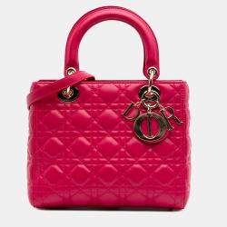 Dior Pink Medium Lambskin Cannage Lady Dior