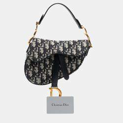 Dior Beige/Blue Mini Oblique Canvas Saddle Bag