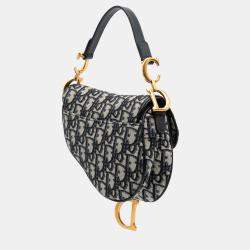 Dior Beige/Blue Mini Oblique Canvas Saddle Bag
