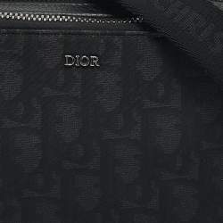 Pre Owned Dior Black Oblique Nylon Double Zip Crossbody Bag