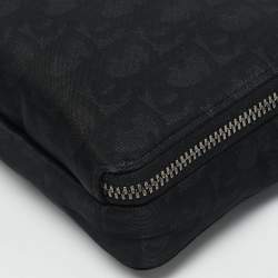 Pre Owned Dior Black Oblique Nylon Double Zip Crossbody Bag