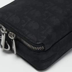 Pre Owned Dior Black Oblique Nylon Double Zip Crossbody Bag