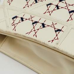Dior Off White Cannage Stitched Leather Large Diorama Flap Shoulder Bag