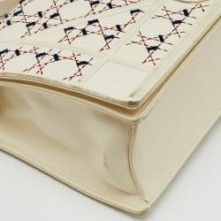 Dior Off White Cannage Stitched Leather Large Diorama Flap Shoulder Bag