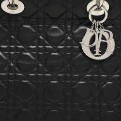 Pre Owned Dior Black Cannage Leather Large Lady Dior Tote