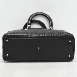 Pre Owned Dior Black Cannage Leather Large Lady Dior Tote