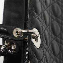 Pre Owned Dior Black Cannage Leather Large Lady Dior Tote
