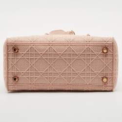 Dior Pink Embroidered Canvas Medium Lady D-Lite Tote