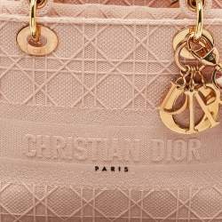 Dior Pink Embroidered Canvas Medium Lady D-Lite Tote