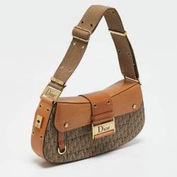 Pre Owned Dior Tan/Beige Diorissiomo Canvas Street Chic Columbus Avenue Shoulder Bag