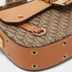 Pre Owned Dior Tan/Beige Diorissiomo Canvas Street Chic Columbus Avenue Shoulder Bag