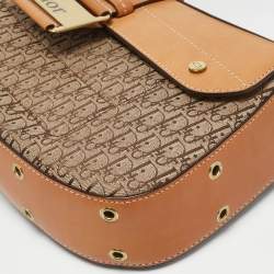 Pre Owned Dior Tan/Beige Diorissiomo Canvas Street Chic Columbus Avenue Shoulder Bag