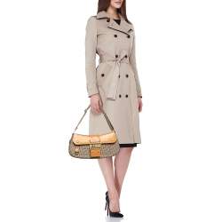 Pre Owned Dior Tan/Beige Diorissiomo Canvas Street Chic Columbus Avenue Shoulder Bag