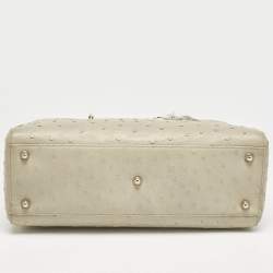 Dior Light Beige Ostrich Large Lady Dior Tote