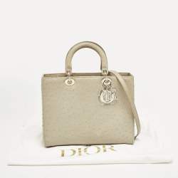 Dior Light Beige Ostrich Large Lady Dior Tote