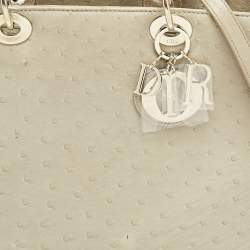 Dior Light Beige Ostrich Large Lady Dior Tote