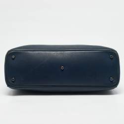 Pre Owned Dior Navy Blue Leather Large Diorissimo Shopper Tote