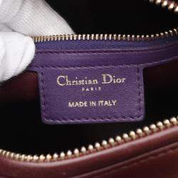Dior Red Purple Bordeaux Leather Lady Dior Tote Bag