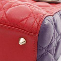Dior Red Purple Bordeaux Leather Lady Dior Tote Bag