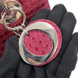 Dior Metallic Pink Patent Leather Medium Lady Dior Microcannage Handbag