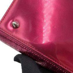 Dior Metallic Pink Patent Leather Medium Lady Dior Microcannage Handbag