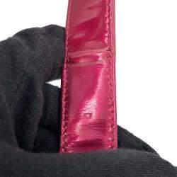 Dior Metallic Pink Patent Leather Medium Lady Dior Microcannage Handbag