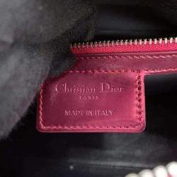Dior Metallic Pink Patent Leather Medium Lady Dior Microcannage Handbag